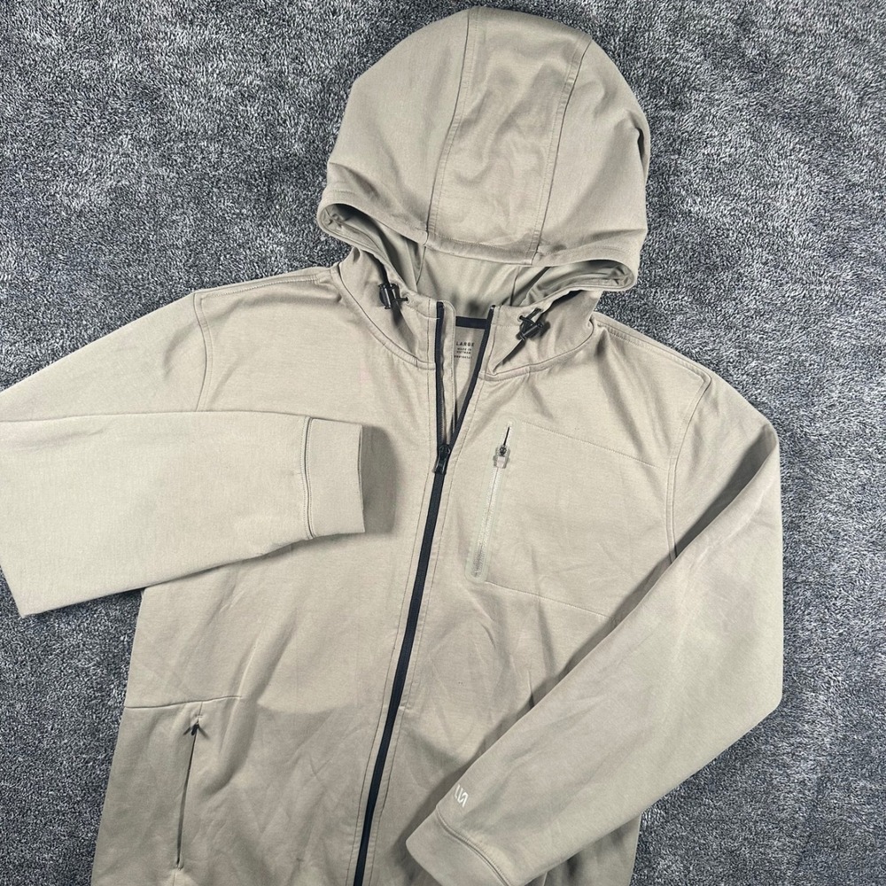 VRST Hoodie Mens Large Full Zip Tan Stretch Performance Activewear Sweatshirt